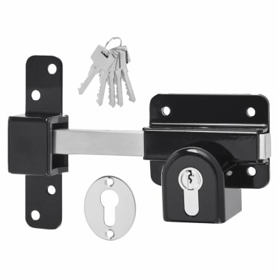 Locking Long Throw Gate Lock - 50mm Gate Thickness - Double Euro Cylinder - 316 Stainless Steel