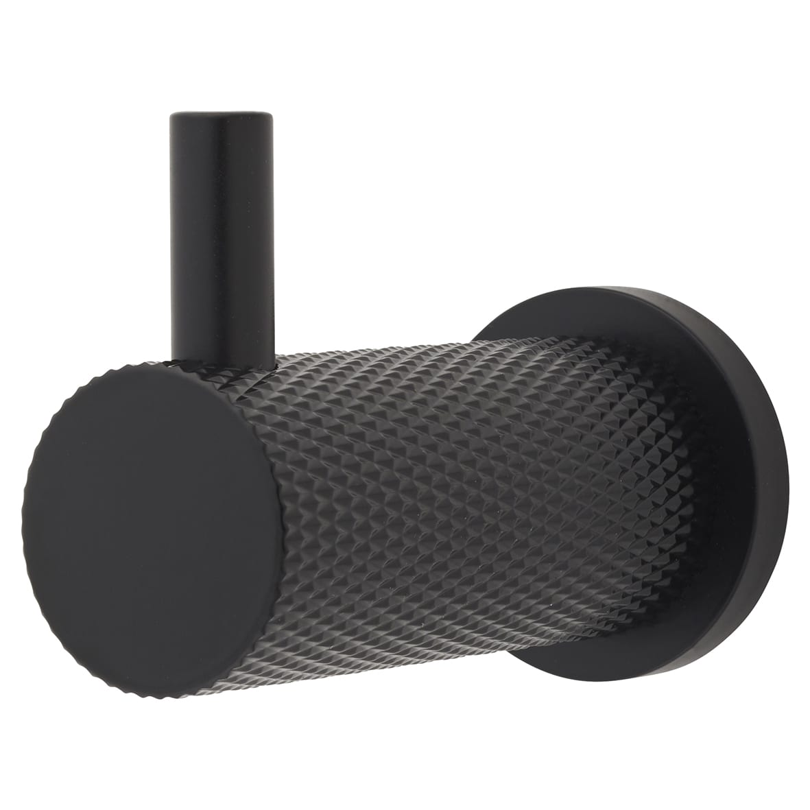 Brunel Diamond Knurled Single Coat Hook - 48 x 25mm - Matt Black