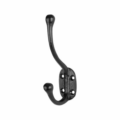Victorian Pattern Single Hat & Coat Hook - 140 x 80mm - Antique Black
