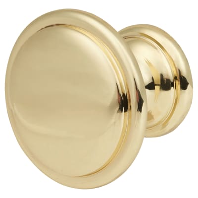 Rim Round Cabinet Knob - 30mm Diameter - Polished Brass