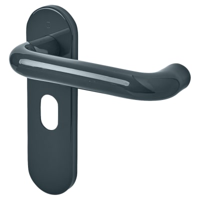 Anthracite Grey Nylon Steel Core Safety Oval Door Handles - 48.5mm c/c - Paris Range