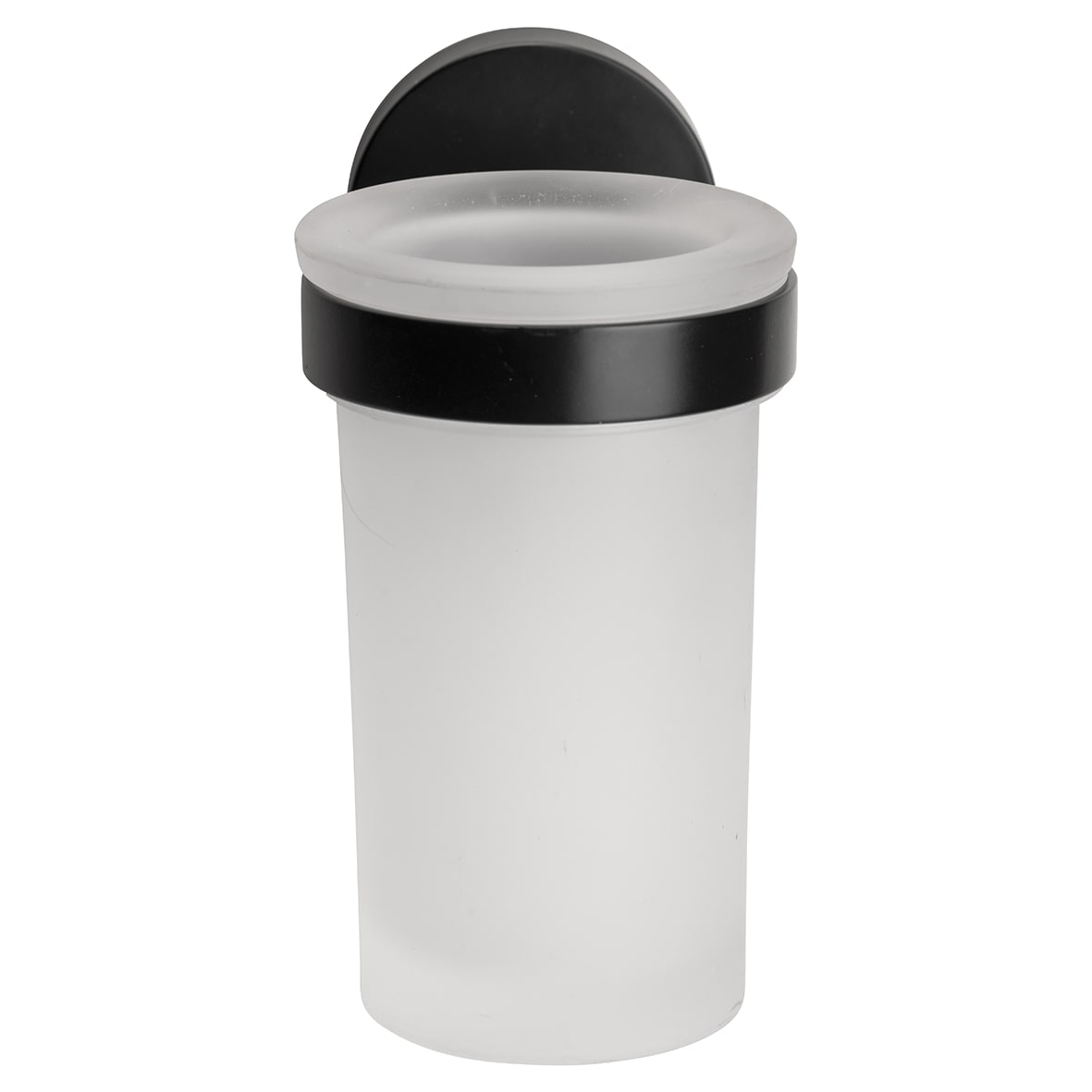 Epsom Flexi-Fix Frosted Glass Tumbler & Holder - 97 x 67.5 x 107.5mm - Matt Black
