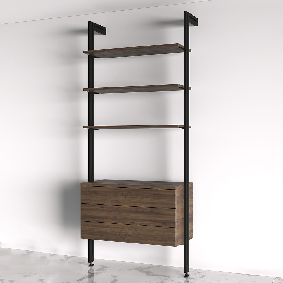 Zero Bracket Pack - 3 x Wooden Shelf Brackets 1 x Floating Unit Brackets - Black