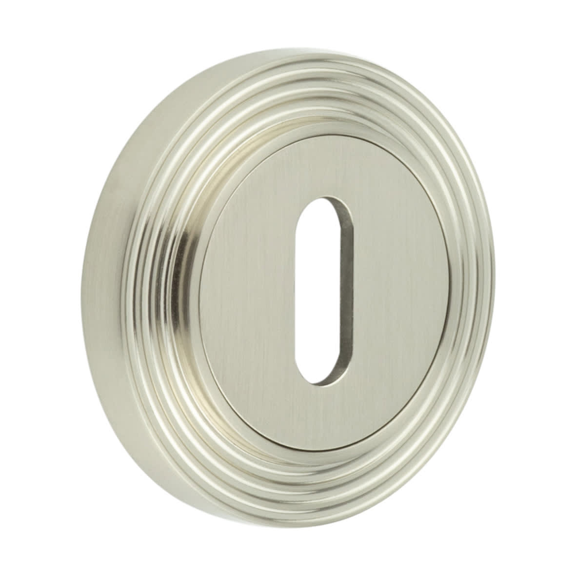 Escutcheon on Reeded Rose - 53mm Diameter - Keyhole - Satin Nickel