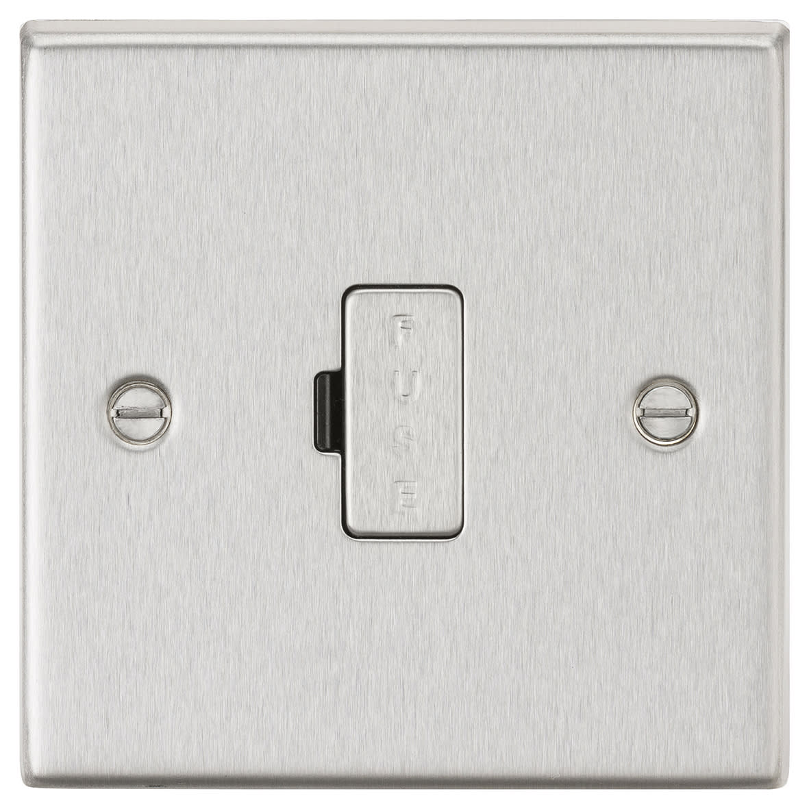 13A 1 Gang Square Edge Unswitched Fused Spur - Brushed Chrome