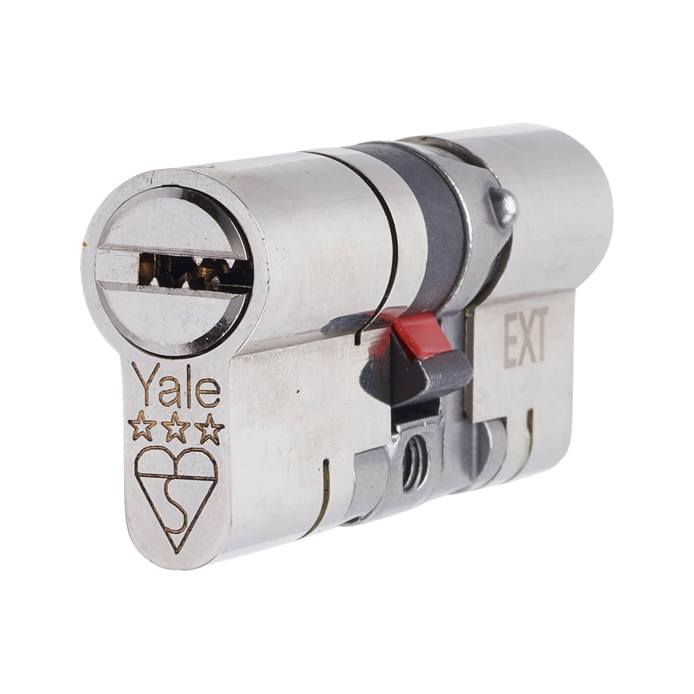 3 Star Anti-Snap Platinum 90mm Euro Dbl Cylinder - 45 + 45mm - Brushed Nickel - Keyed to Differ