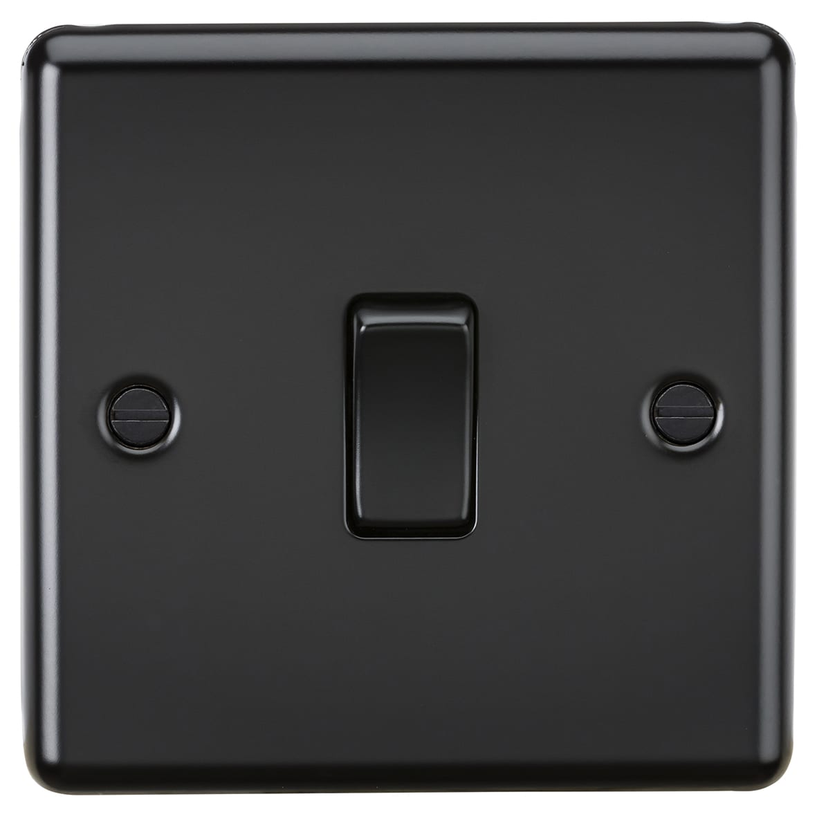 10AX 1 Gang Round Edge Intermediate Light Switch - Matt Black