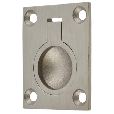 Rectangular Flush Ring Cabinet Pull Handle - 48 x 38mm - Satin Stainless Steel