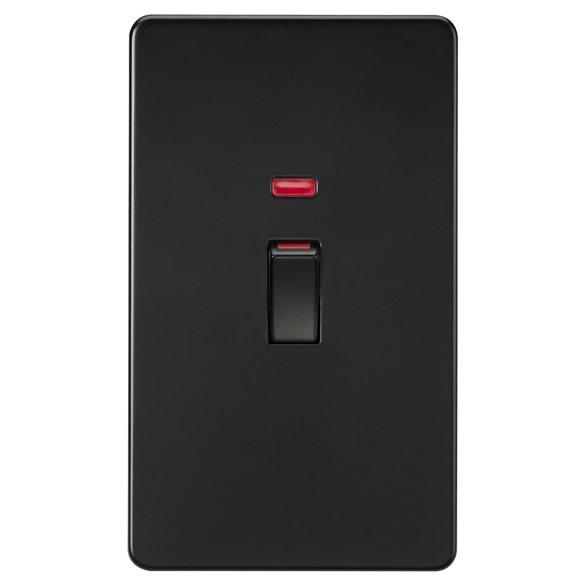 45A 2 Gang Screwless Double Pole Cooker Switch with Neon - Matt Black