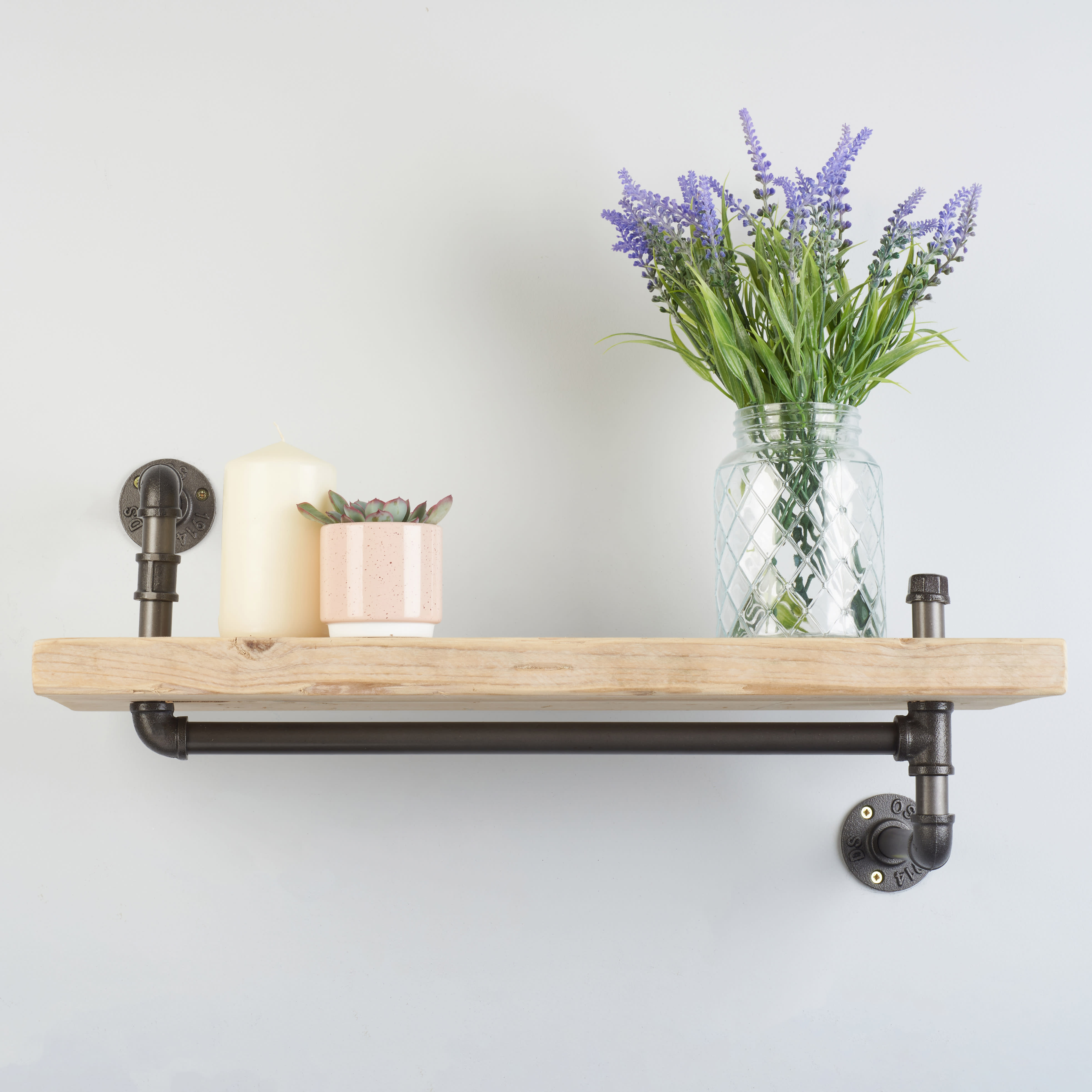 1/2" Drill Through Pipe Shelf Kit with Hanging Rail - Grey
