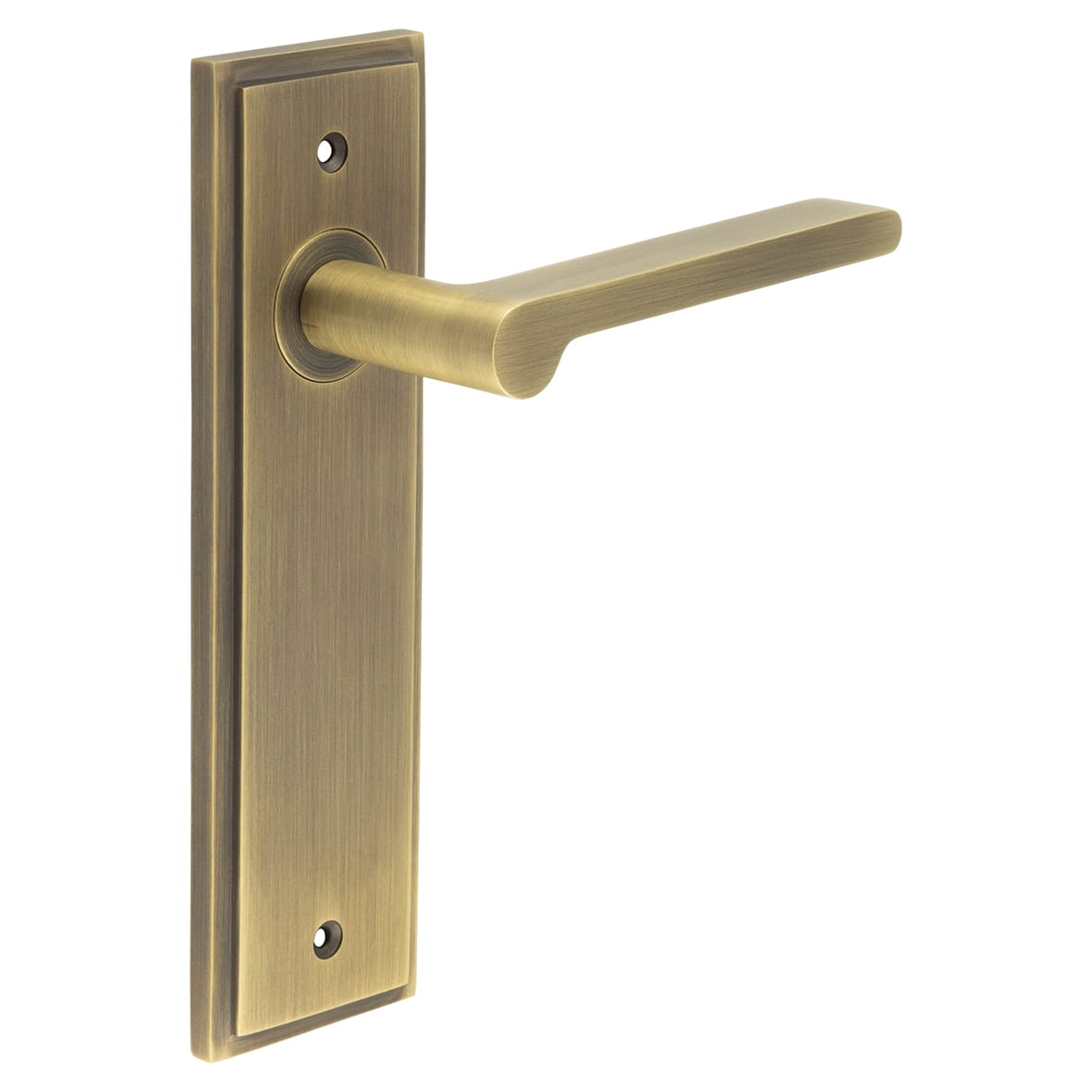 Antique Brass Fire Rated Latch Door Handles - Fitzrovia - 200 x 55mm