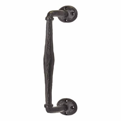 Antique Black Iron Offset Door Pull Handle - Screw Fix - 243 x 50mm