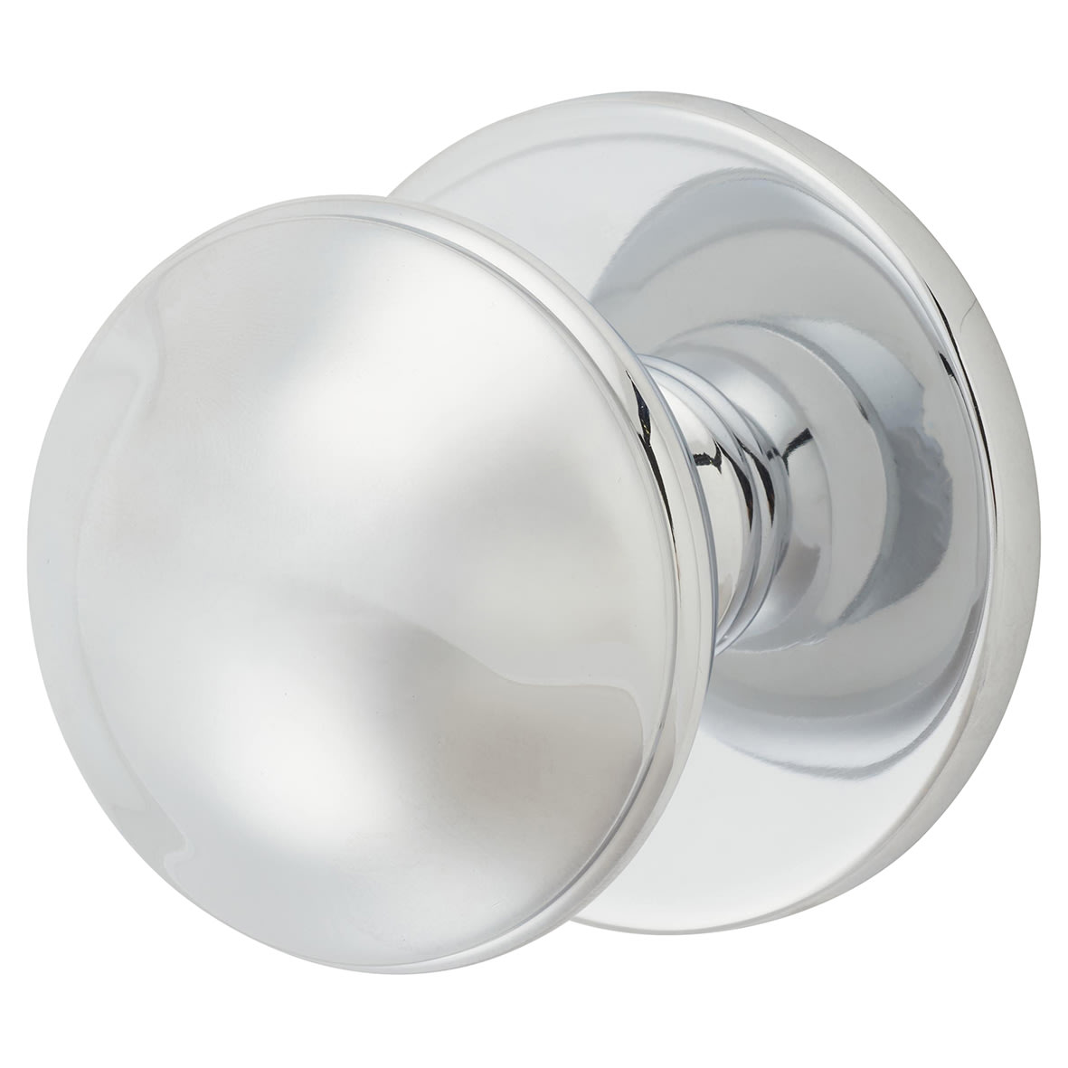 Polished Chrome Round Centre Door Knob - 80mm Rose Diameter