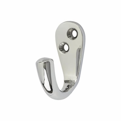 Solid Brass Single Coat Hook - 43 x 17mm - Polished Chrome