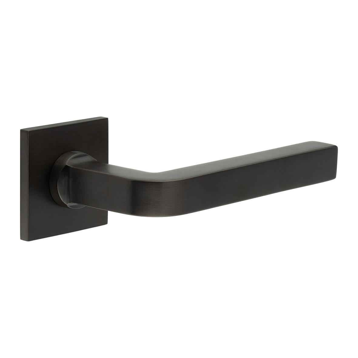 Dark Bronze Sprung Fire Rated Door Handles on Square Rose - CR-104 Range