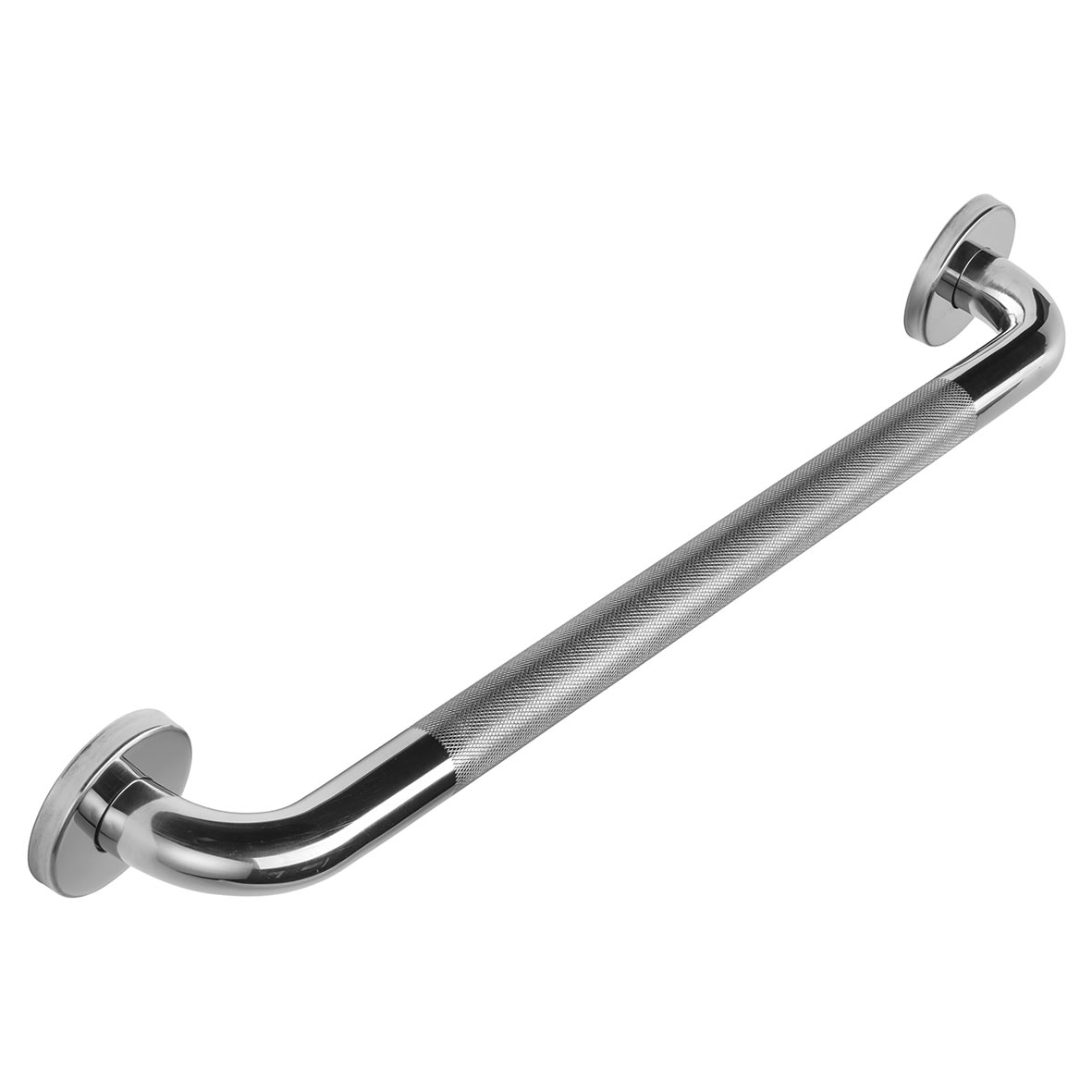 32mm Stainless Steel Grab Rail with Anti-Slip Grip - 600mm Length - Polished Chrome