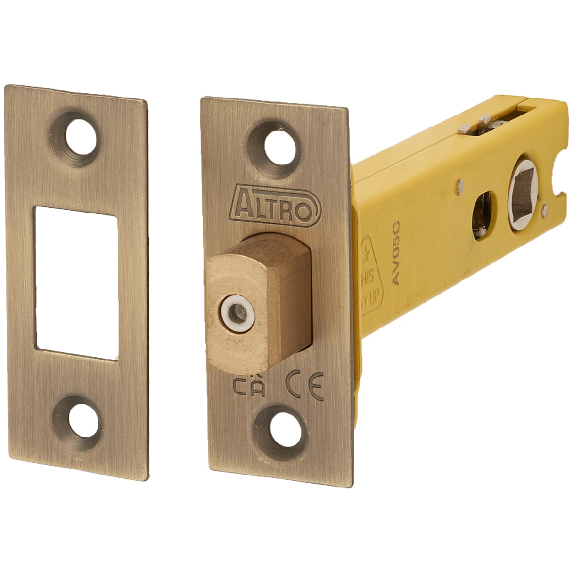 8mm Bolt Through Tubular Bathroom Deadbolt - 103mm Case - 82mm Backset - Square - Ant Brass