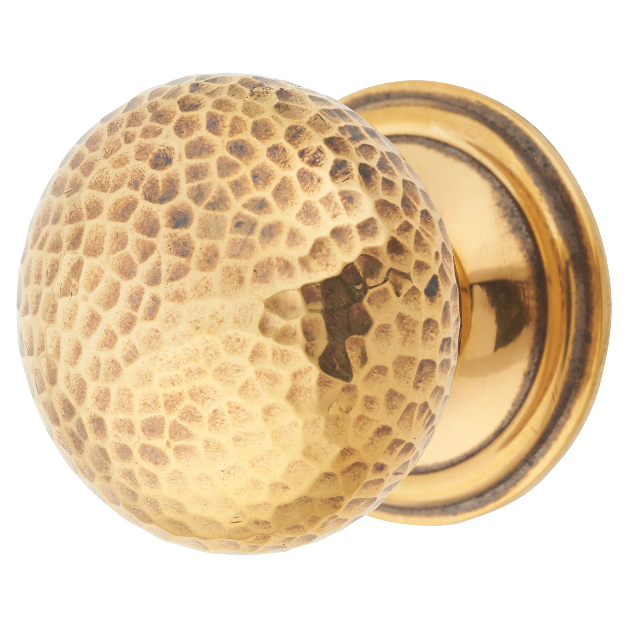 Hammered Mushroom Round Cabinet Knob - 38mm Diameter - Antique Brass