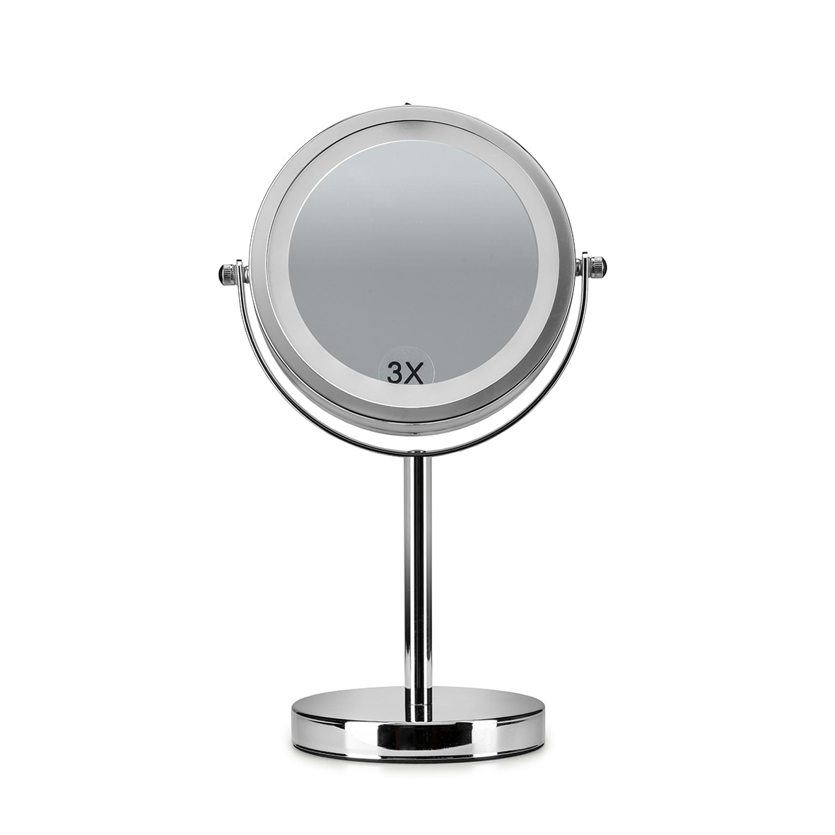 Freestanding LED 3x Magnifying Bathroom Mirror -300 x 180 x 120mm - Chrome