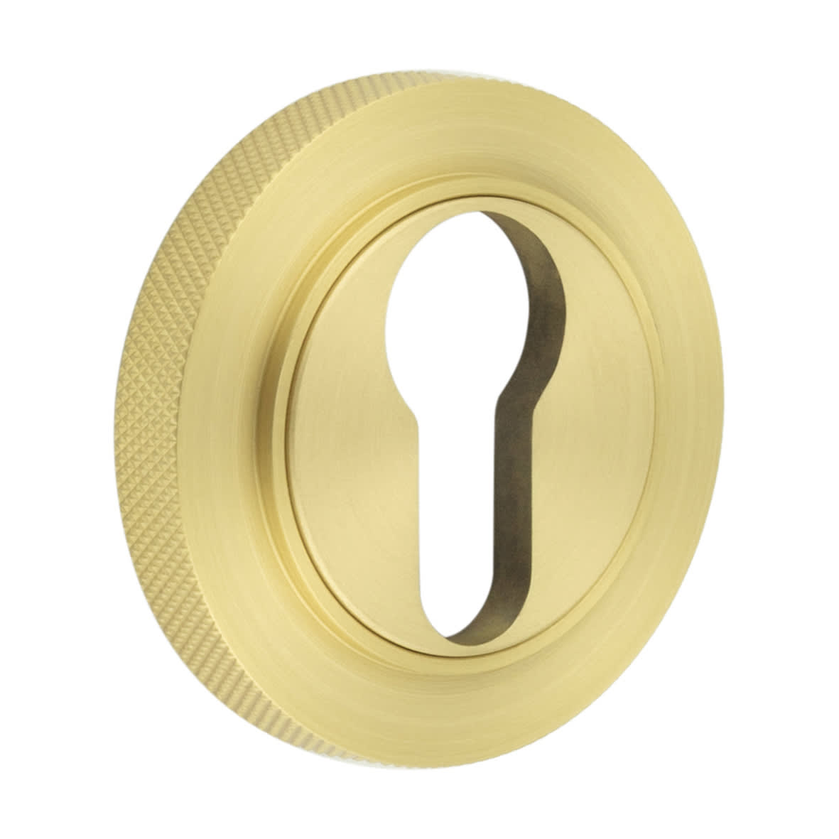 Escutcheon on Knurled Rose - 53mm Diameter - Euro - Satin Brass