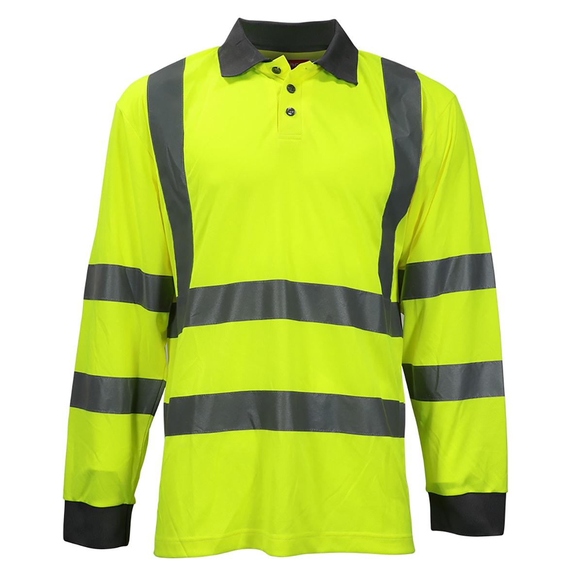 Hi Visibility Long Sleeve Polo Shirt - Yellow - Medium