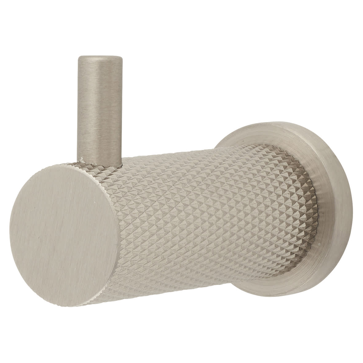 Brunel Diamond Knurled Single Coat Hook - 48 x 25mm - Satin Nickel