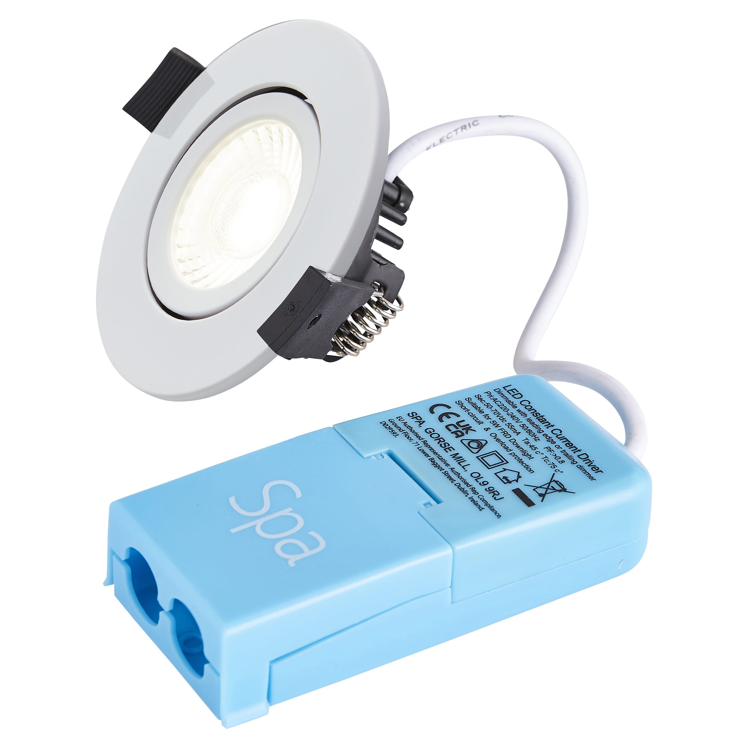 Forum Spa Como 5W IP65 Fire Rated LED Dimmable Adjustable Downlight - 4000K - Matt White