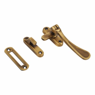 Marcus Spoon Mortice & Hook Plate Window Fastener - Reversible - Antique Brass