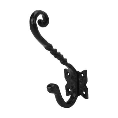 Blacksmith Single Hat & Coat Hook - 145 x 95mm - Antique Black Iron