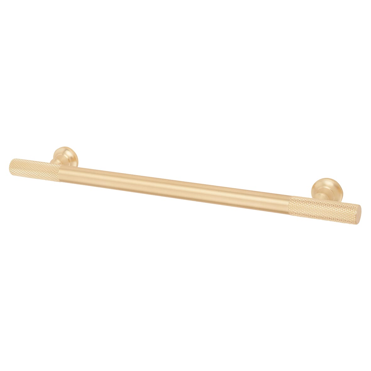 York 12mm Partially Knurled T-Bar Cabinet Pull Handle - 192mm Centres - Satin Brass