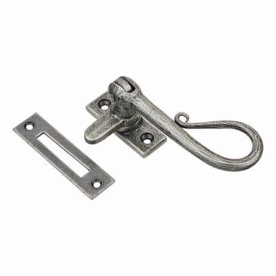 Shepherd's Crook Mortice Plate Casement Window Fastener - Reversible - Pewter