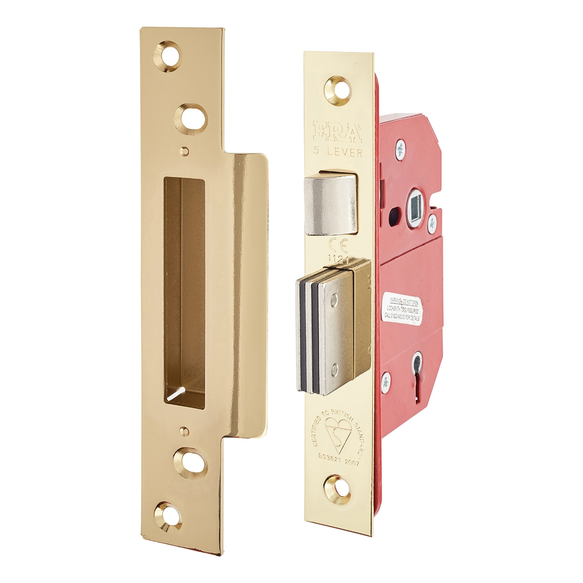 Fortress:2007 Bolt Through 5 Lever Sashlock - 79mm Case - 56mm Backset - Polished Brass