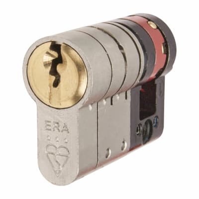 3 Star Sold Secure 6 Pin Fortress 45mm Euro Single Cylinder - 35 + 10mm - Sat Nickel/Pol Brass