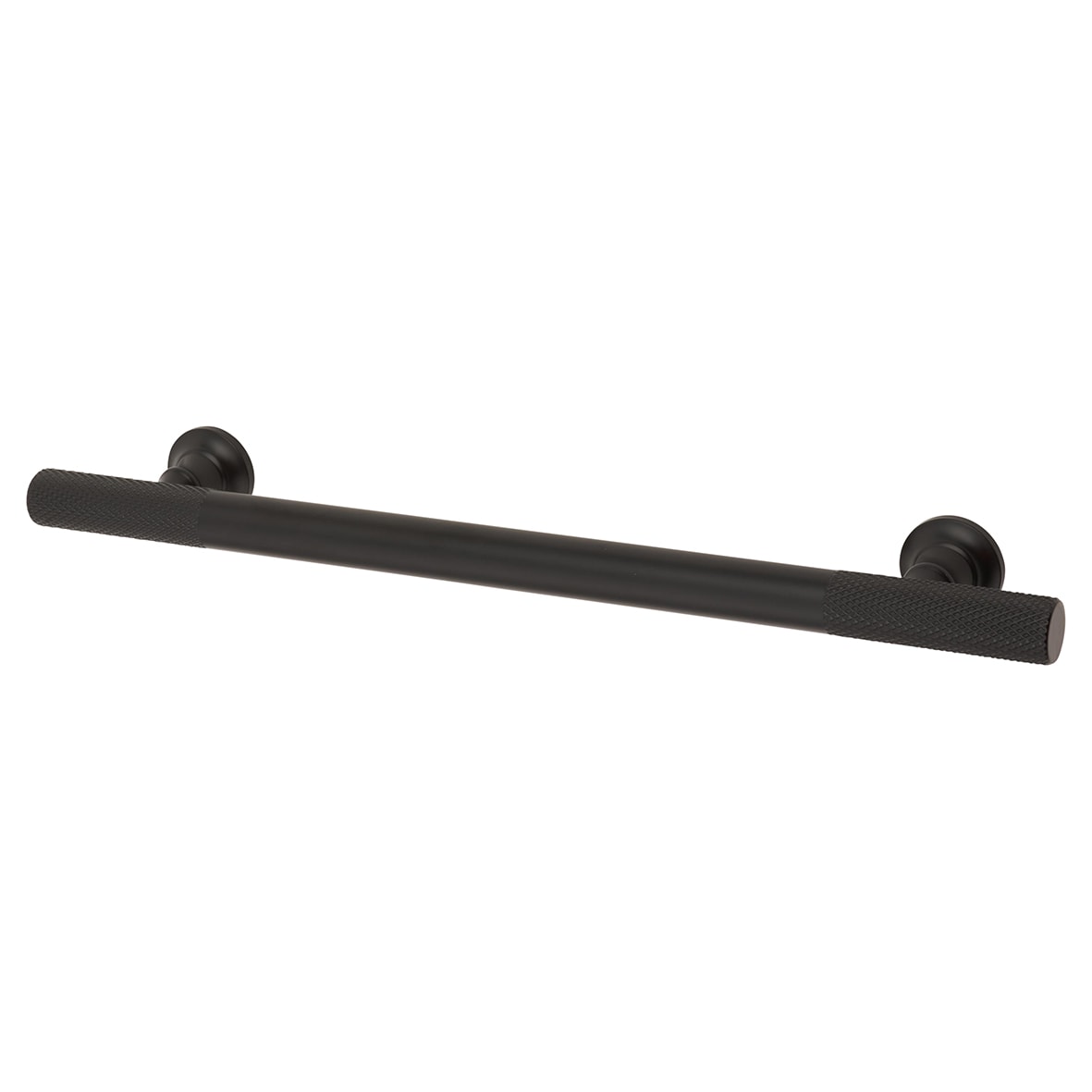 York 12mm Partially Knurled T-Bar Cabinet Pull Handle - 160mm Centres - Matt Black