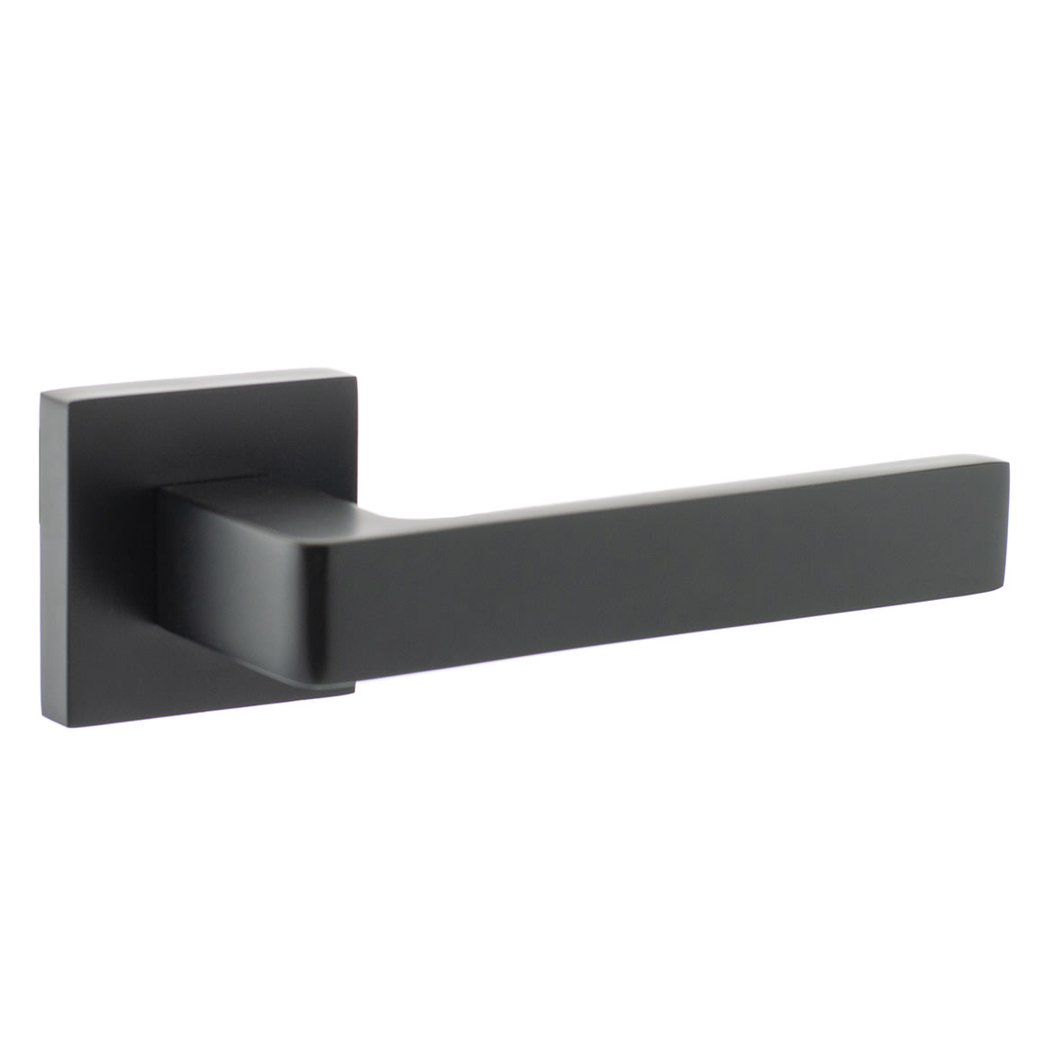 Status Montana Door Handle on Square Rose - Matt Black
