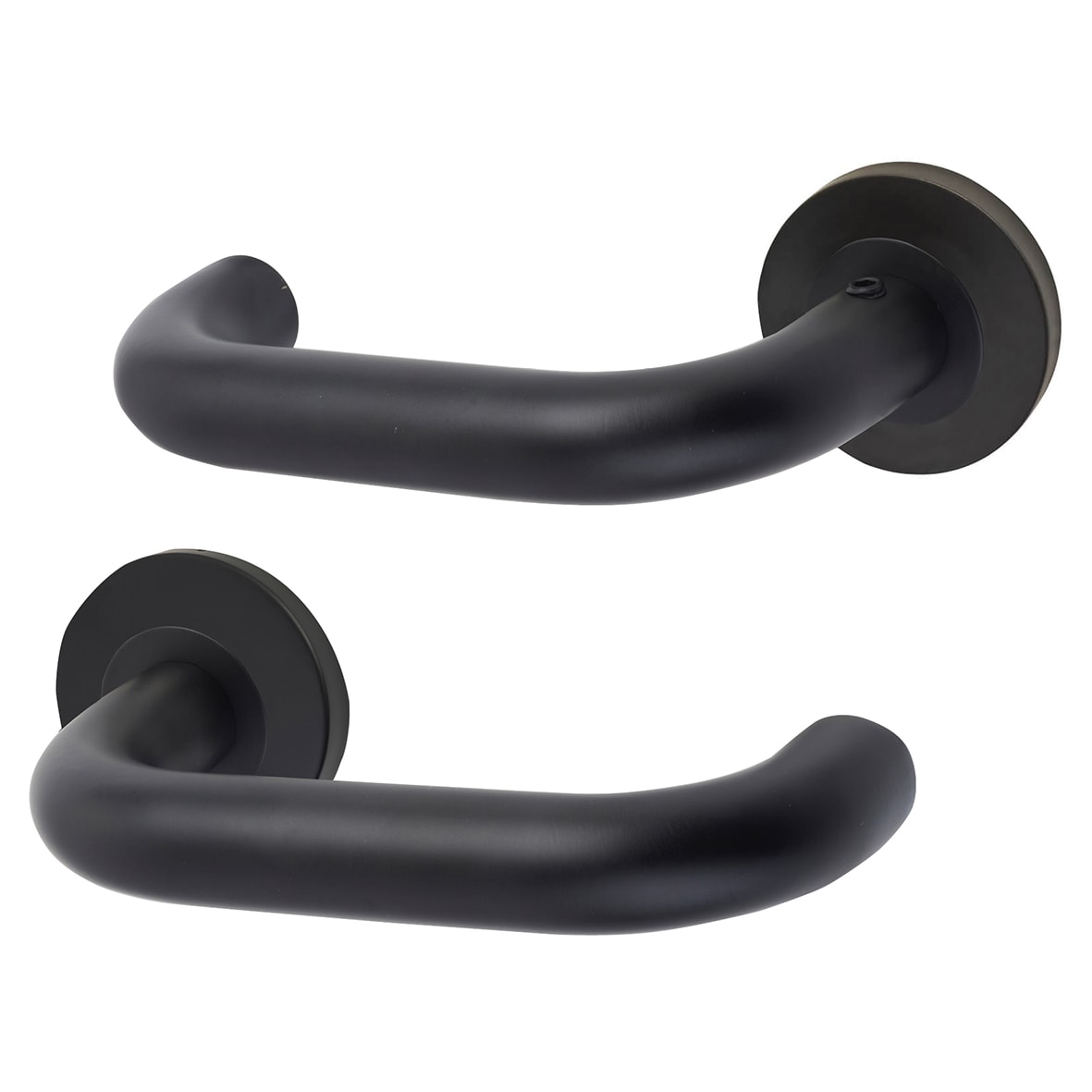 Matt Black 19mm Return to Door Handles on Round Rose
