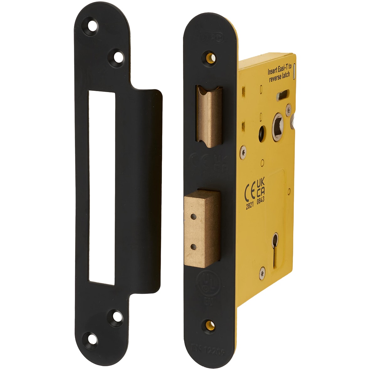 Architectural Bolt Through 3 Lever Sashlock - 78mm Case - 57mm Backset - Radius - Matt Black