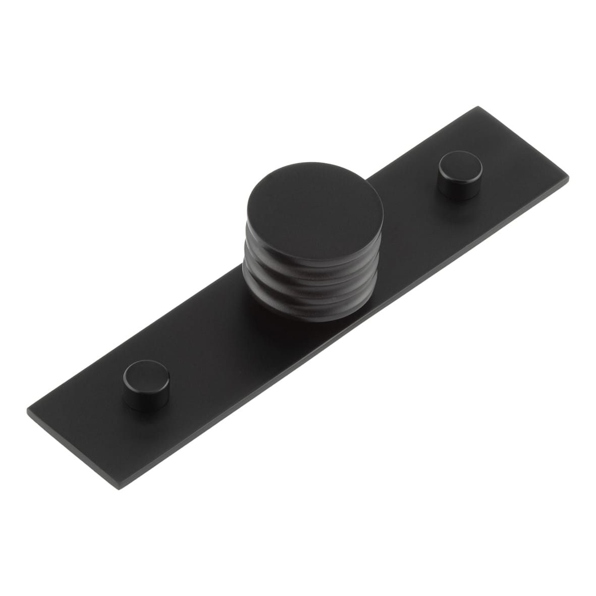 Sturt Grooved Round Cabinet Knob on Plain Backplate - 30mm Diameter - Black