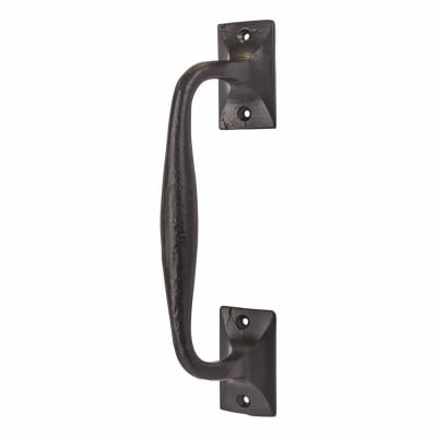 Antique Black Iron Offset Door Pull Handle - Screw Fix - 254 x 38mm