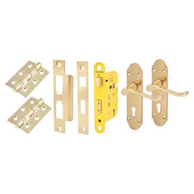 Polished Brass Victorian Summer Scroll 3 Lever Sashlock Door Handles Pack