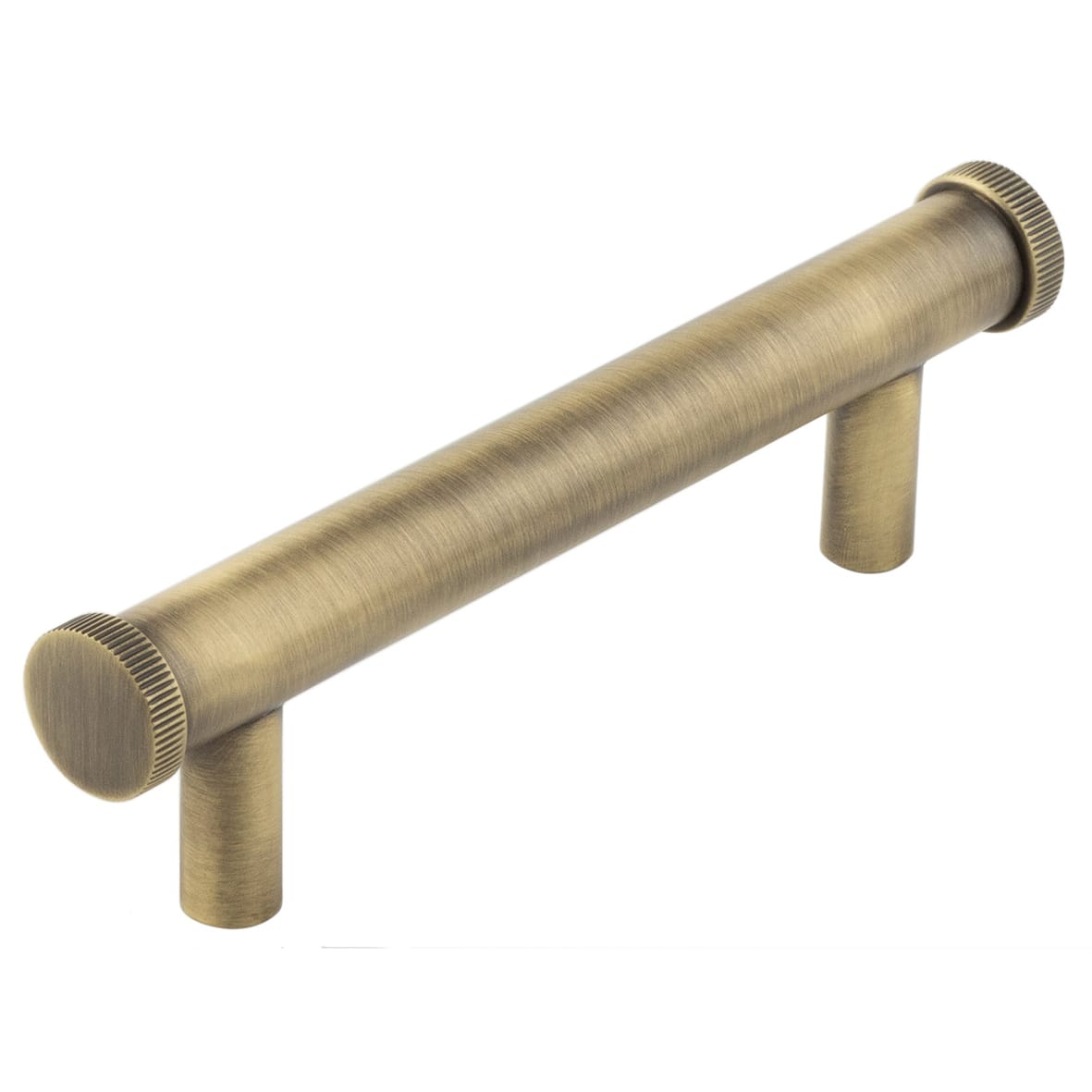 Thaxted 15mm Knurled T-Bar Cabinet Pull Handle - 96mm c/c - Antique Brass 060175P