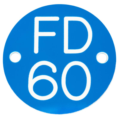 Fire Door Sign - Drilled - 50mm Diameter - Rigid Plastic - Blue