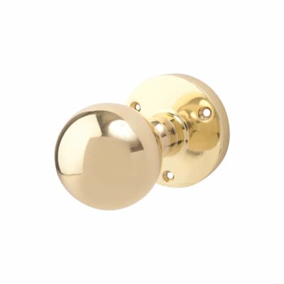 Polished Brass Victorian Ball Mortice Door Knob - 61mm Rose Diameter