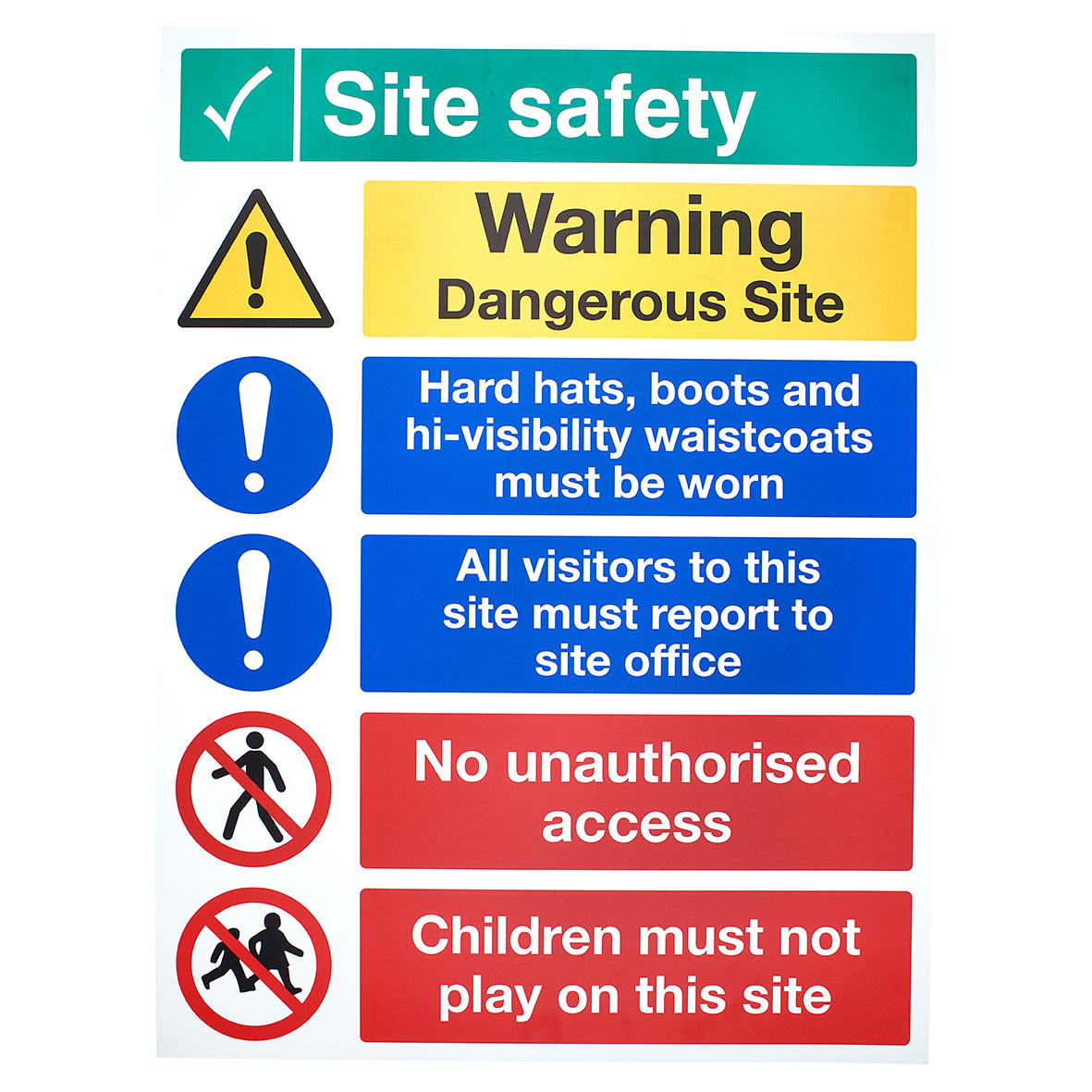 Site Safety Dangerous Site Sign - 600 x 800mm - Rigid Plastic 857175P