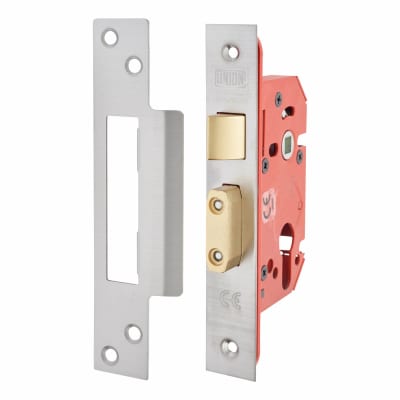 22EUS StrongBOLT Bolt Through Euro Profile Sashlock - 81mm Case - 57mm Backset - Satin Stainless