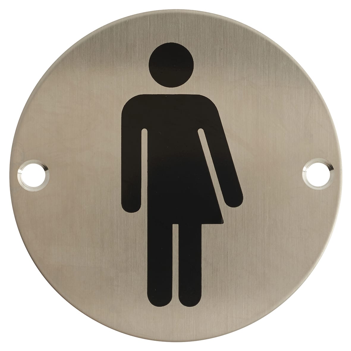 Gender Neutral Toilet Door Sign - 75mm Diameter - Satin Stainless Steel