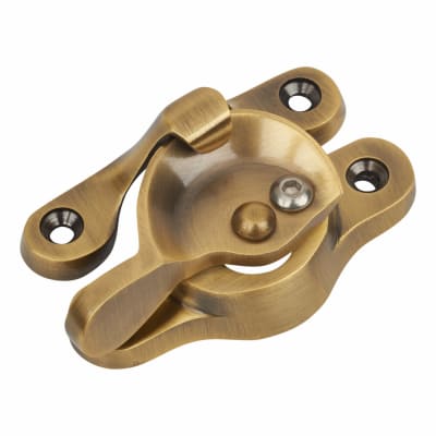 Heavy Duty Locking Fitch Sash Window Fastener - 77.6 x 25mm - Antique Brass