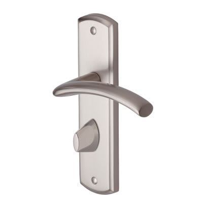 Marcus Satin Nickel Bathroom Door Handles - Centaur Range - 189 x 48mm