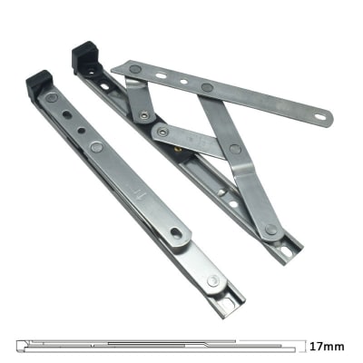 uPVC/Timber Standard Window Friction Stay Hinge - 17mm Stack - 8"/200mm - Top Hung - Pair