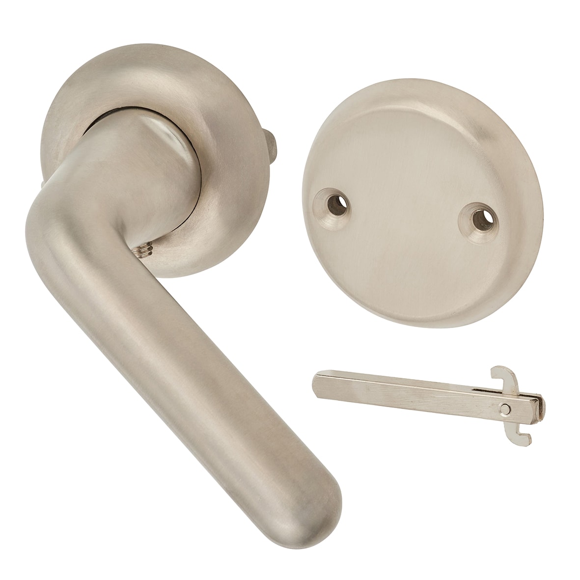 Satin Stainless Steel Anti-Ligature Door Handles on Rose with Escutcheon Kit - Ultra Range